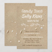 Beach Sand White Typography Engagement Party Kaart (Voorkant / Achterkant)