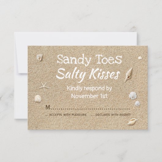 Beach Sand White Typography RSVP (Voorkant)