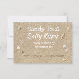 Beach Sand White Typography RSVP Kaartje
