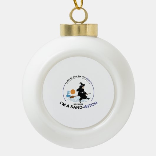 Beach Sand-Witch voor Halloween Party Keramische Bal Ornament (Voorkant)