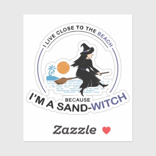 Beach Sand-Witch voor Halloween Party Sticker (Vel)