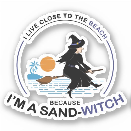 Beach Sand-Witch voor Halloween Party Sticker (Voorkant)