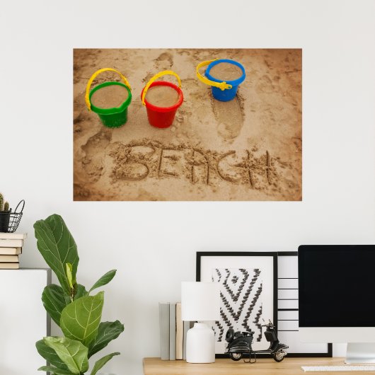 Beach Sand Words Poster (Thuiskantoor)