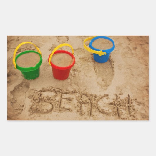 Beach Sand Words Rechthoekige Sticker (Voorkant)