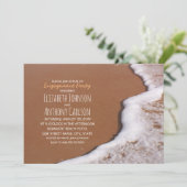 Beach Sand Zee Foam Romantic Engagement Party Kaart (Staand voorkant)