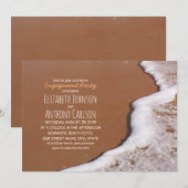 Beach Sand Zee Foam Romantic Engagement Party Kaart (Voorkant / Achterkant)
