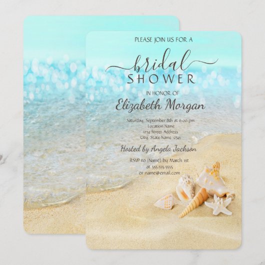 Beach Sand Zee Seashells Vrijgezellenfeest Kaart (Voorkant / Achterkant)