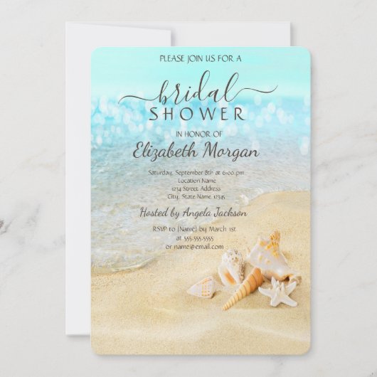 Beach Sand Zee Seashells Vrijgezellenfeest Kaart (Voorkant)