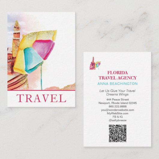 *~* Beach Sand Zee Travel QR Tourist Tourism Visitekaartje (Voorkant / Achterkant)