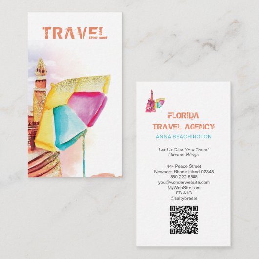 *~* Beach Sand Zee Travel Tourist QR Visitekaartje (Voorkant / Achterkant)