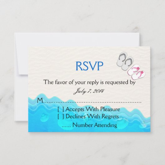 Beach Sandals Wedding RSVP Kaartje (Voorkant)