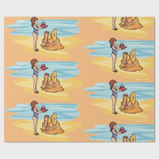 Beach Sandcastle Cadeaupapier (Vlak)