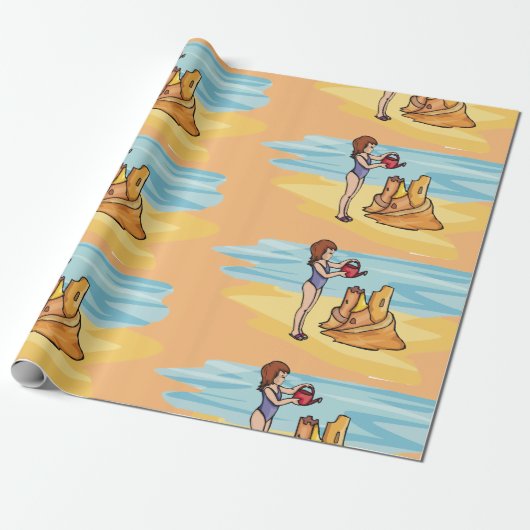 Beach Sandcastle Cadeaupapier (Uitgerold)