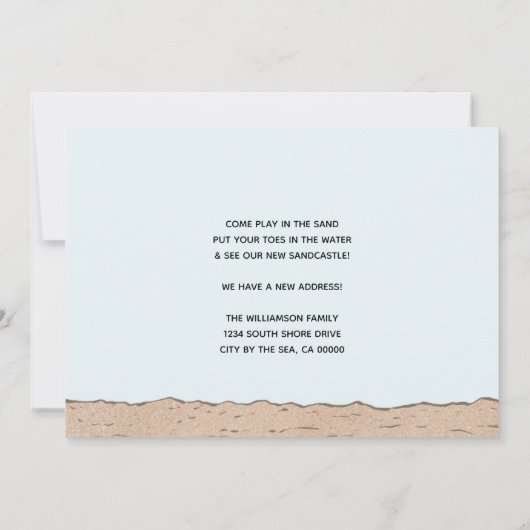 Beach Sandcastle Moving New Address Aankondiging (Achterkant)