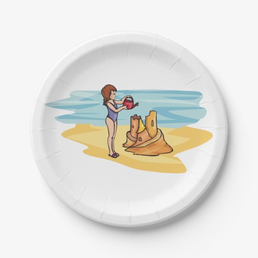 Beach Sandcastle Papieren Bordje (Voorkant)