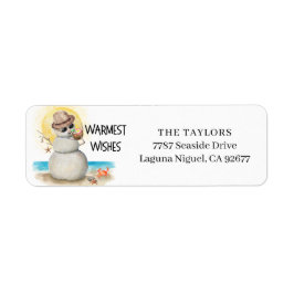 Beach Sandman Christmas Return Address Etiket