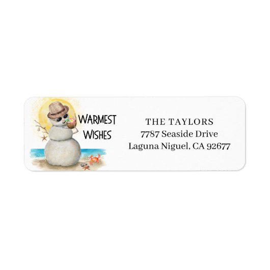 Beach Sandman Christmas Return Address Etiket (Voorkant)