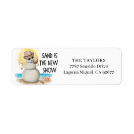 Beach Sandman Christmas Return Address Etiket