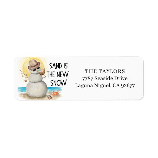 Beach Sandman Christmas Return Address Etiket (Voorkant)