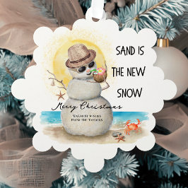Beach Sandman Coastal Christmas Ornament Kaart