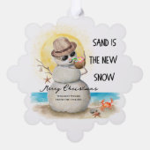 Beach Sandman Coastal Christmas Ornament Kaart (Achterkant)