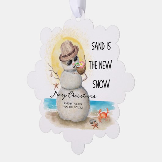 Beach Sandman Coastal Christmas Ornament Kaart (Links)