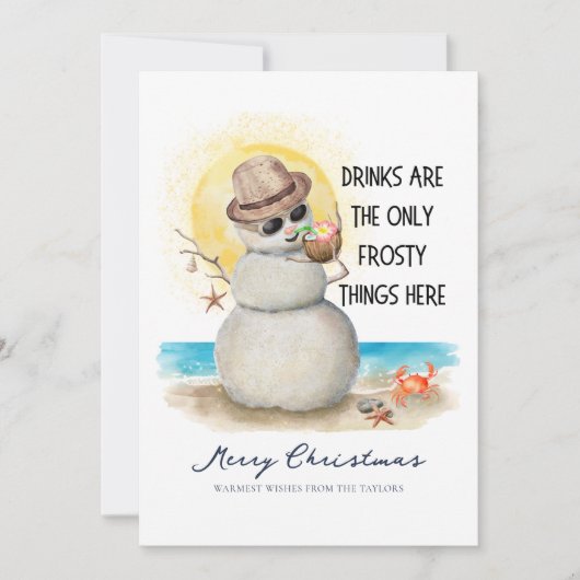 Beach Sandman Frosty Drinks Christmas Feestdagenkaart (Voorkant)