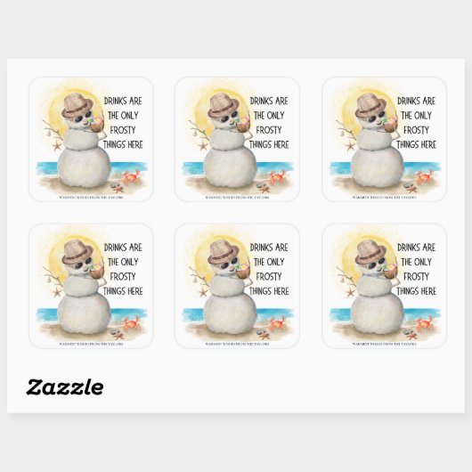 Beach Sandman Frosty Drinks Christmas Vierkante Sticker (Vel)