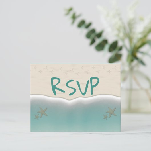 Beach Sandy Shore Starfish RSVP Briefkaarten (Staand voorkant)