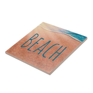 Beach Sandy Shoreline Blue Coastal Ocean Wave Tegeltje