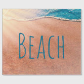 Beach Sandy Shoreline Blue Ocean Wave Coastal Cadeaupapier (Vlak)