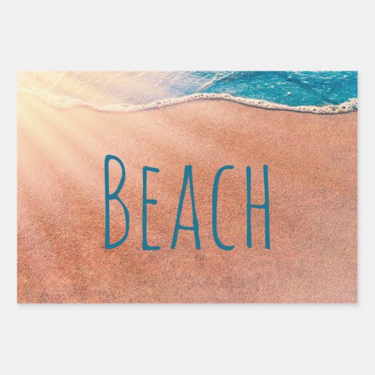 Beach Sandy Shoreline Blue Ocean Wave Decoupage Inpakpapier Vel (Voorkant 3)