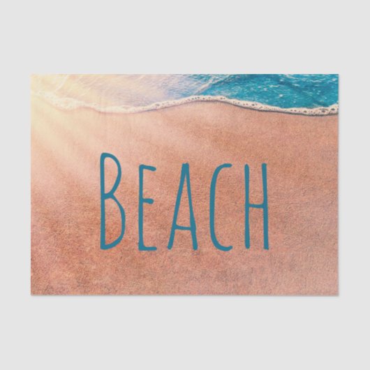 Beach Sandy Shoreline Blue Ocean Wave Decoupage Tissuepapier (Voorkant)