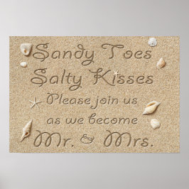 Beach Sandy Toes Salty Kisses de heer & Mrs. Poste Poster