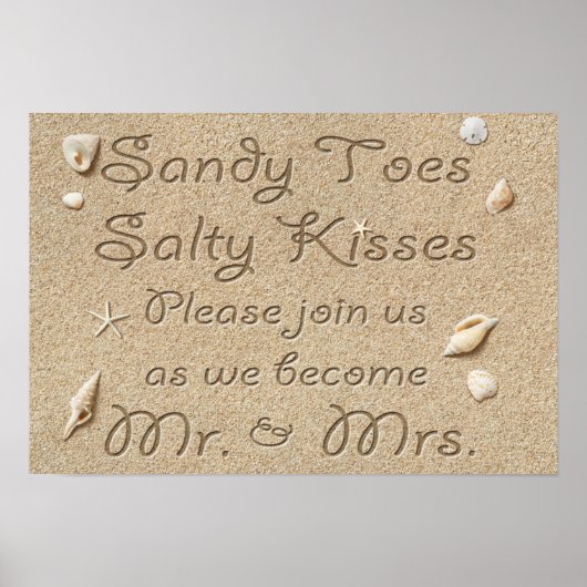 Beach Sandy Toes Salty Kisses de heer & Mrs. Poste Poster (Voorkant)