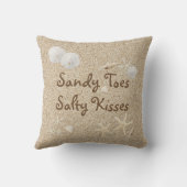 Beach Sandy Toes Salty Kisses Pillow - Outdoor Buitenkussen (Achterkant)