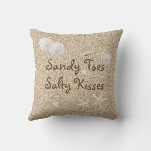 Beach Sandy Toes Salty Kisses Pillow - Outdoor Buitenkussen (Achterkant)