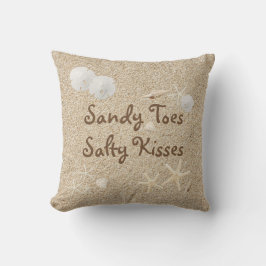 Beach Sandy Toes Salty Kisses Pillow - Outdoor Buitenkussen