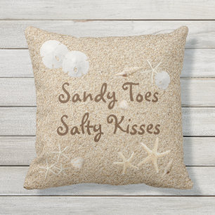 Beach Sandy Toes Salty Kisses Pillow - Outdoor Buitenkussen