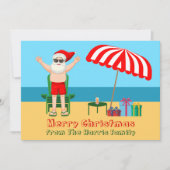 Beach Santa Claus Cute Custom Sunny Kerstny Feestdagenkaart (Voorkant)