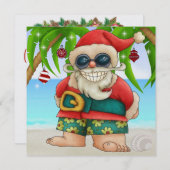 Beach Santa Cocktail Party Uitnodiging - SRF (Voorkant / Achterkant)