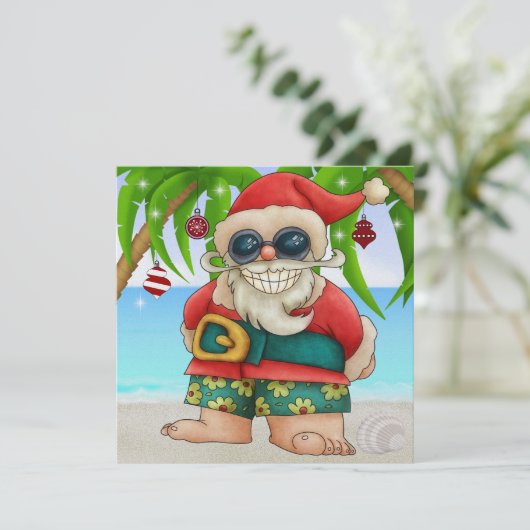 Beach Santa Cocktail Party Uitnodiging - SRF (Staand voorkant)