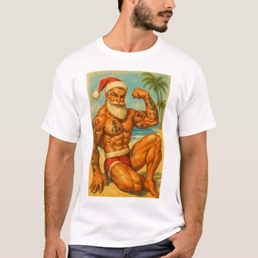 Beach Santa Gay T-Shirt | Gay Shirt for Men | LGBT (Voorkant)