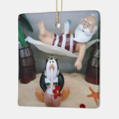 **BEACH SANTA MET PENGUIN FRIEND** KERAMISCH ORNAMENT (Links)