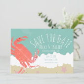 Beach Save the Date Crab Sand Ocean Waves Kaart (Staand voorkant)
