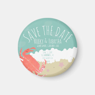 Beach Save the Date Crab Sand Ocean Waves Magneet