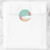 Beach Save the Date Crab Sand Ocean Waves Ronde Sticker (Tas)