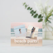 Beach Save the Date en we worden getrouwd Anno Aankondigingskaart (Staand voorkant)