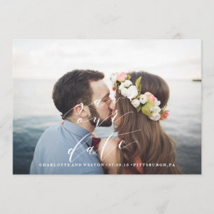 Beach Save the Date kalligrafie fotokaart