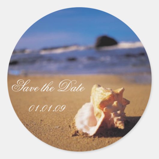Beach Save the Date Ronde Sticker (Voorkant)